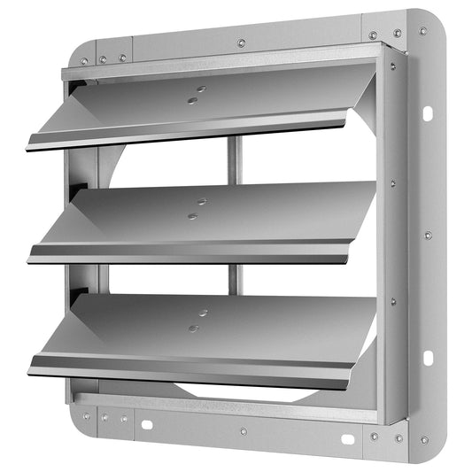 Simplelux 12-Inch Square Aluminum Automatic Gravity Shutter Louver Vent, Silver