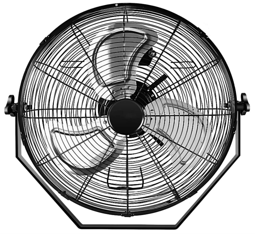 Simplelux 20 Inch High Velocity 3 Speed, Black Wall-Mount Fan