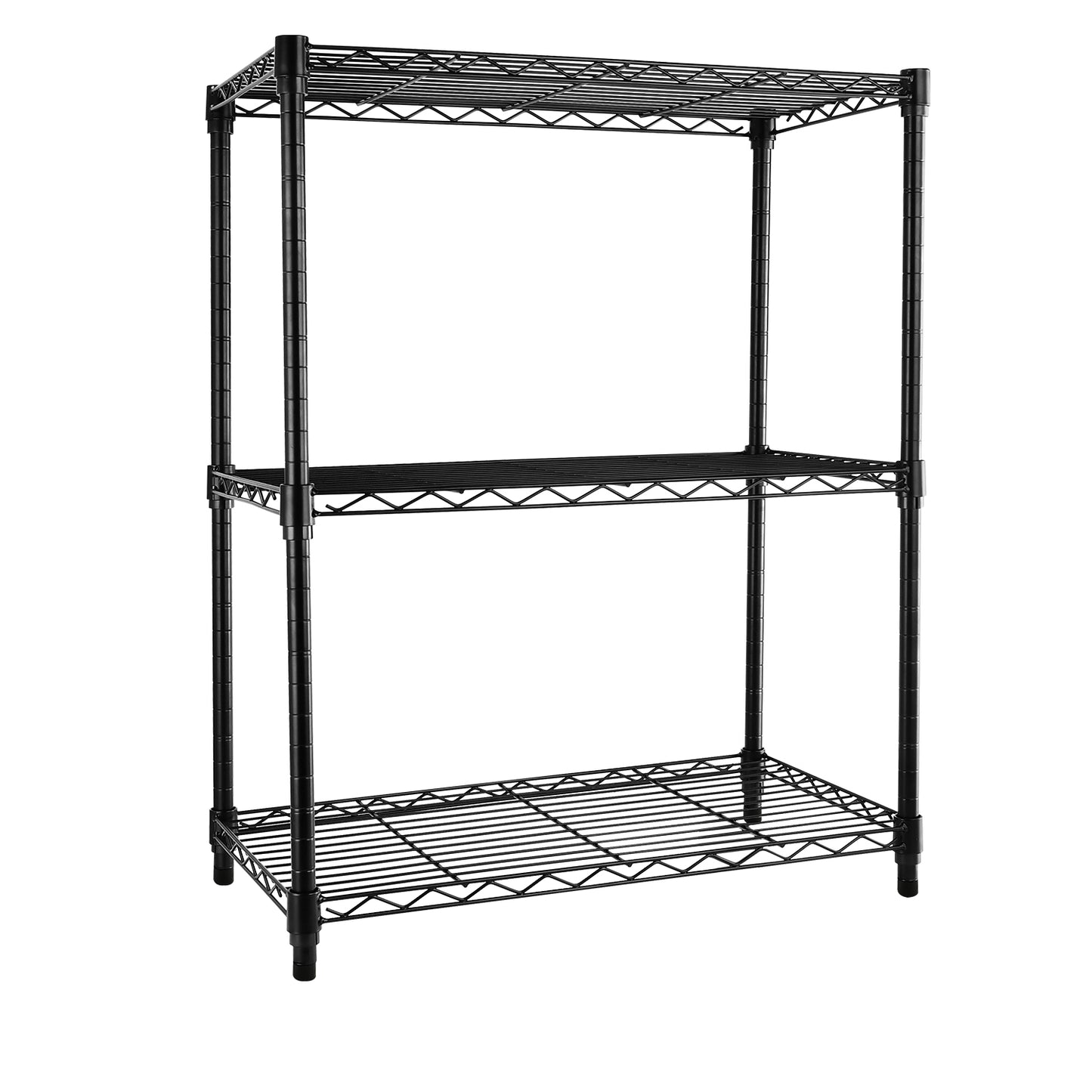 Simplelux 3-Tier Shelving Adjustable Storage Rack with wheels, Black