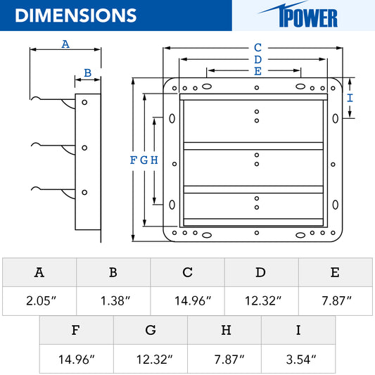 Simplelux 12-Inch Square Aluminum Automatic Gravity Shutter Louver Vent, Silver