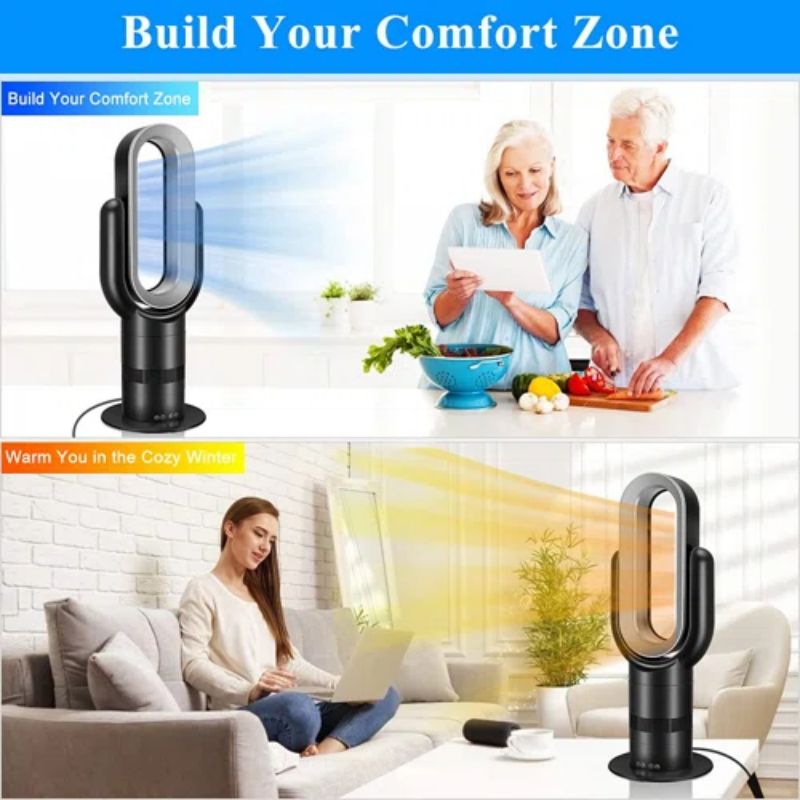Simplelux 26-Inch Bladeless Tower Fan, Black