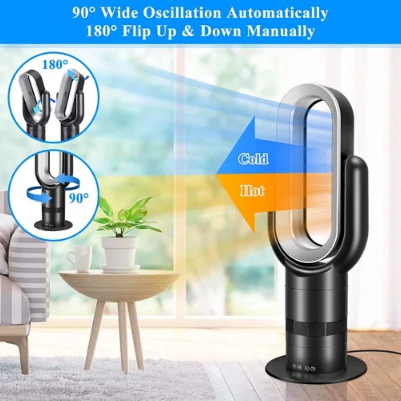 Simplelux 26-Inch Bladeless Tower Fan, Black