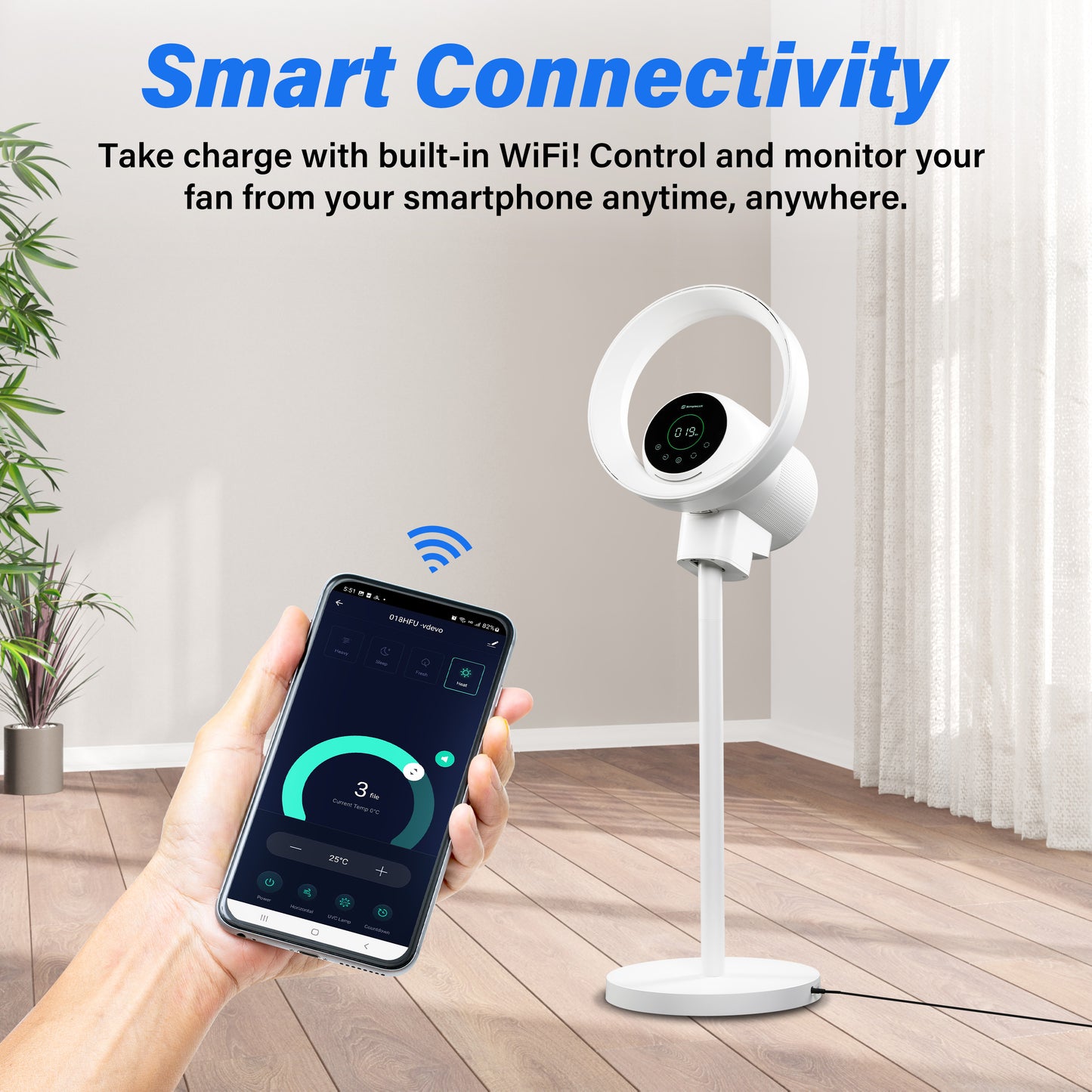 Simplelux Smart Stand Bladeless Fan, White