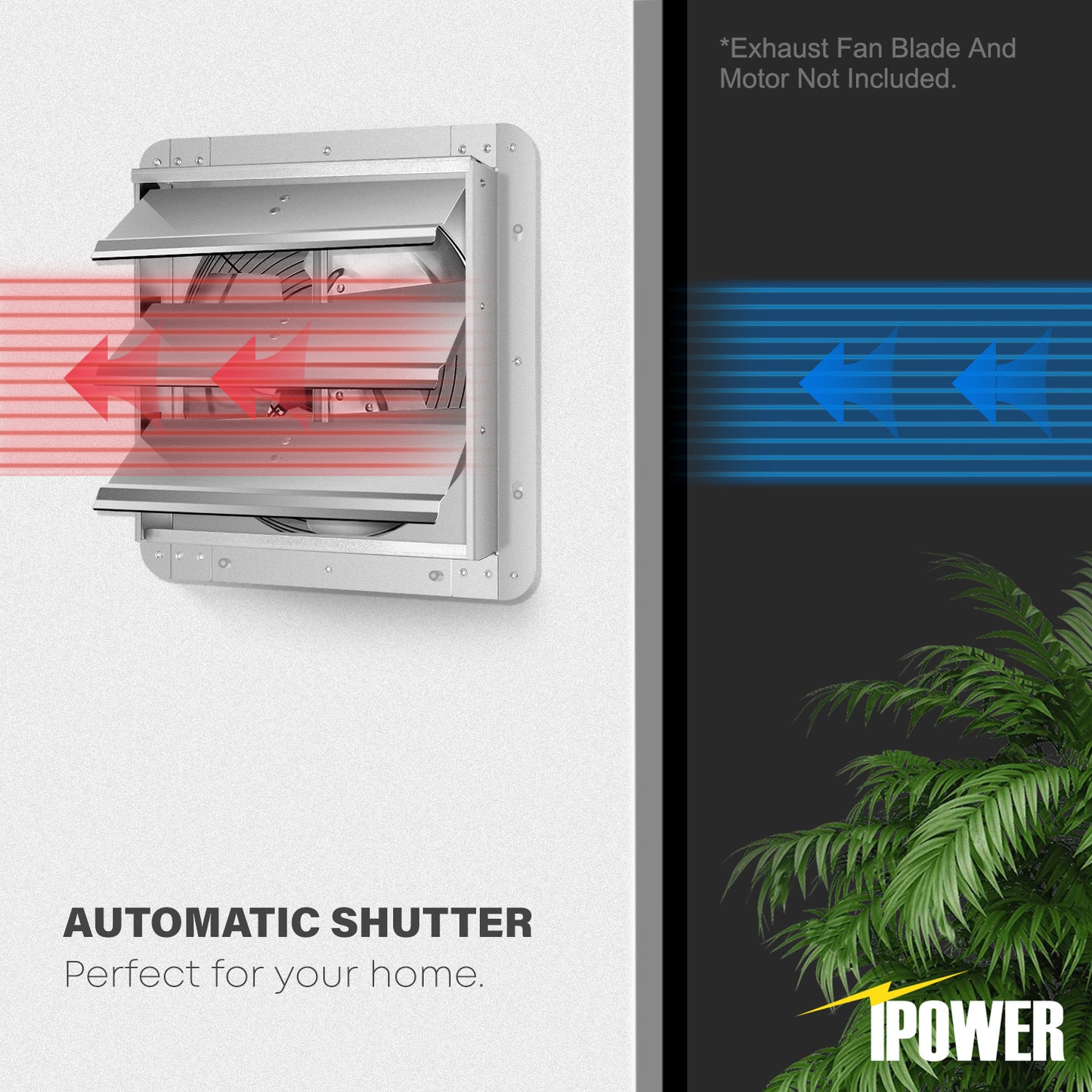 Simplelux 12-Inch Square Aluminum Automatic Gravity Shutter Louver Vent, Silver
