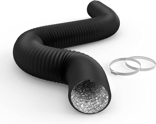 Simplelux Flexible 4 Inch 8 Feet Aluminum Ducting, Black