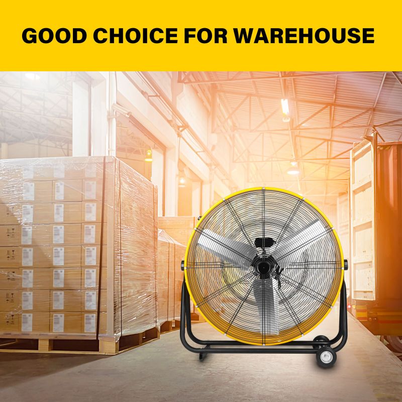 Simplelux 36 Inch Heavy Duty Metal Industrial Drum Fan, Yellow