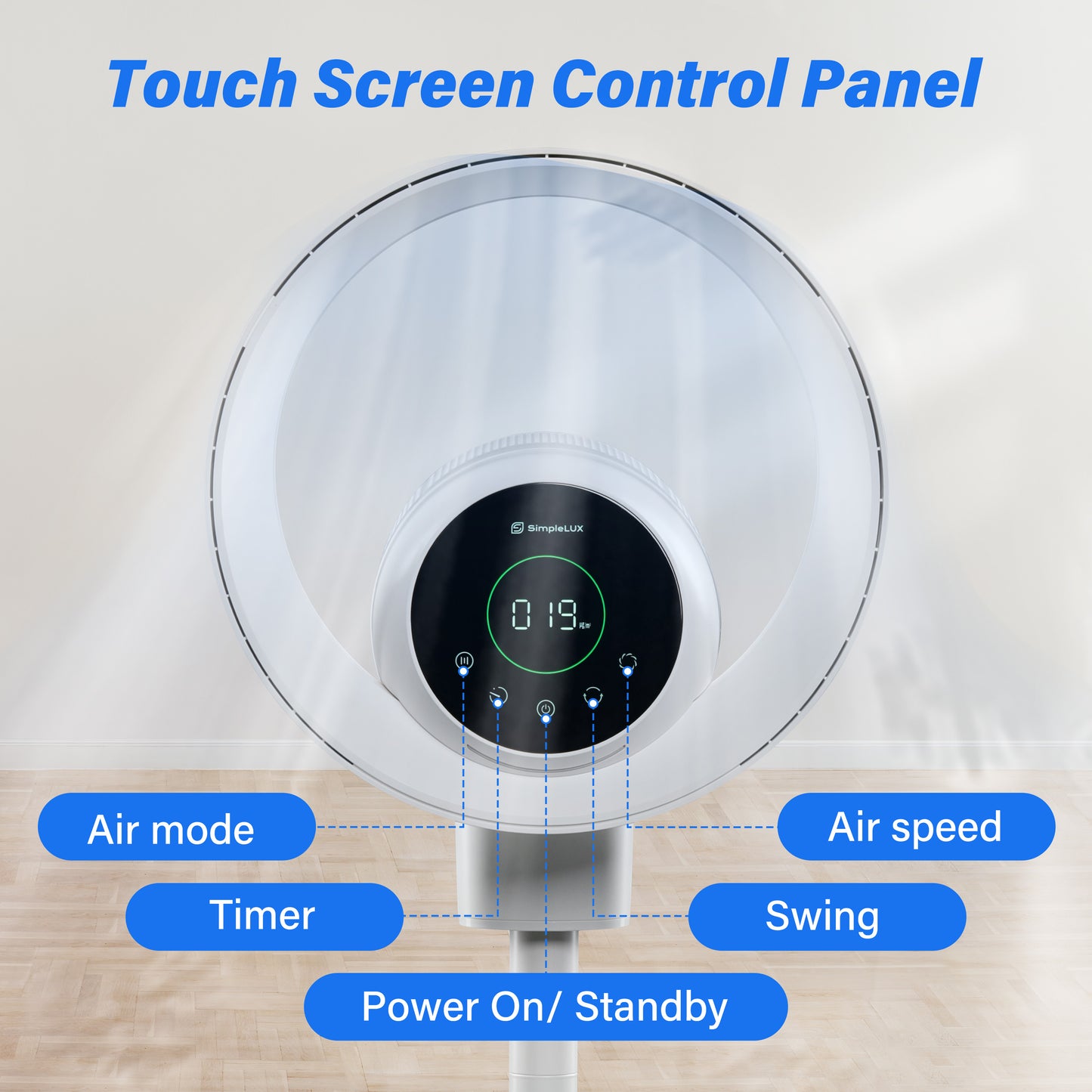 Simplelux Smart Stand Bladeless Fan, White