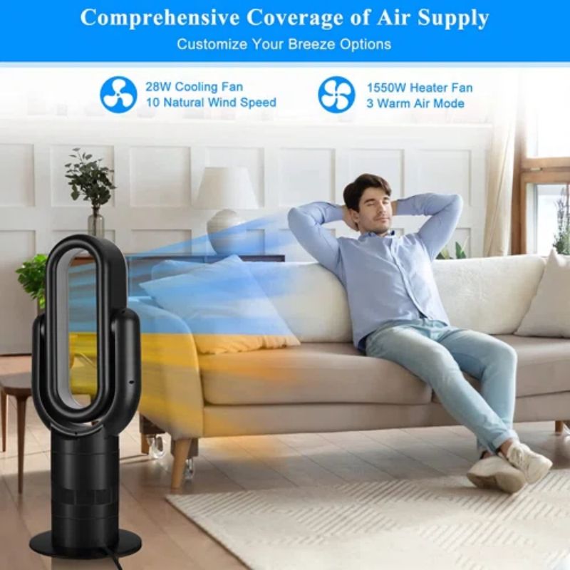 Simplelux 26-Inch Bladeless Tower Fan, Black