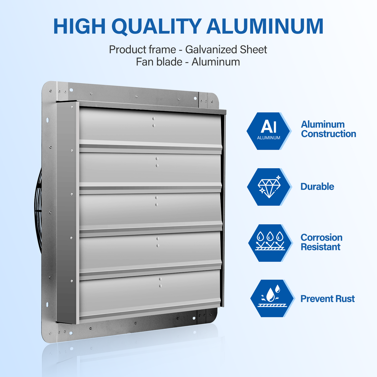 Simplelux 24 Inch Shutter Exhaust Fan , Silver