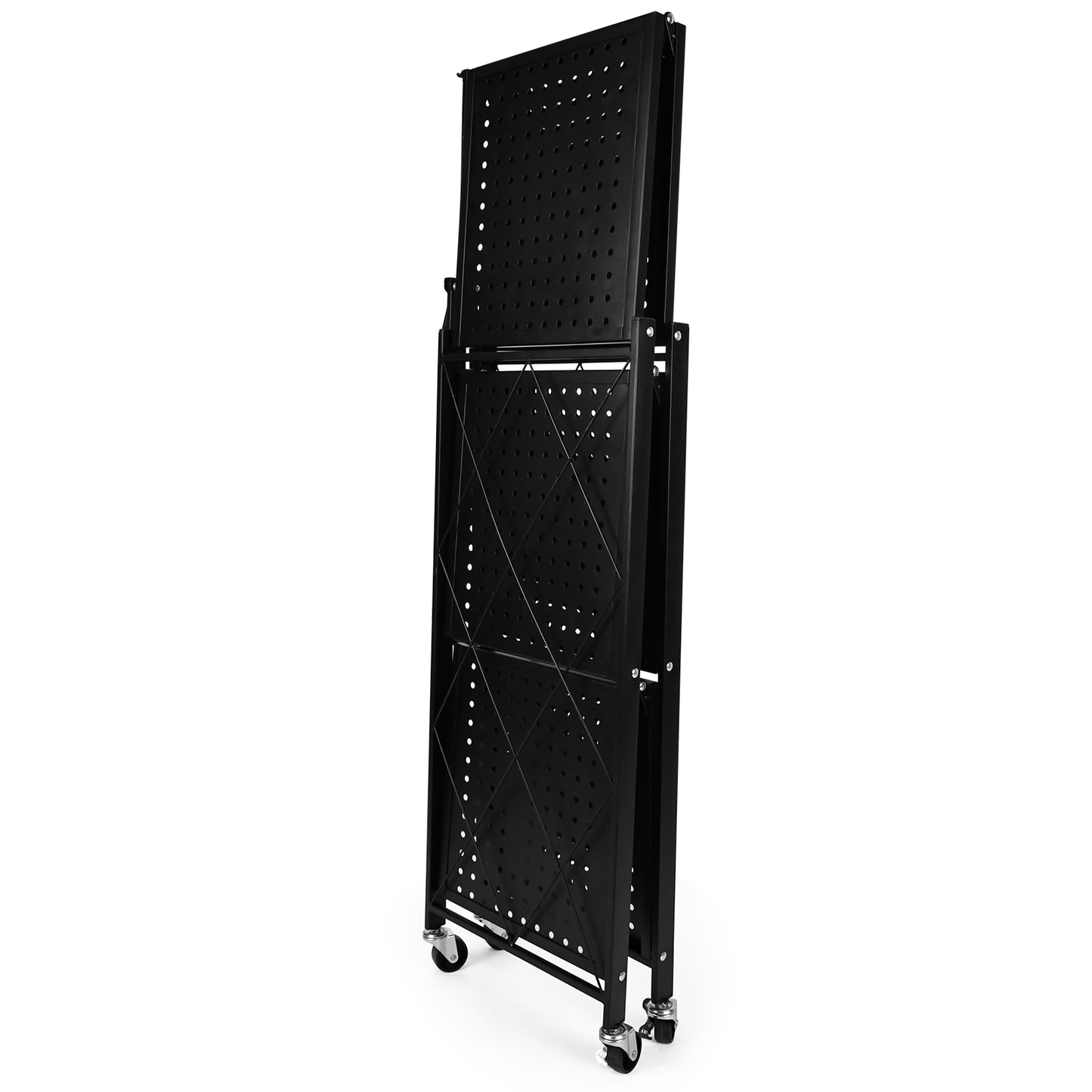 Simplelux 3-Tier Foldable Metal Rack Storage Shelving with Wheels