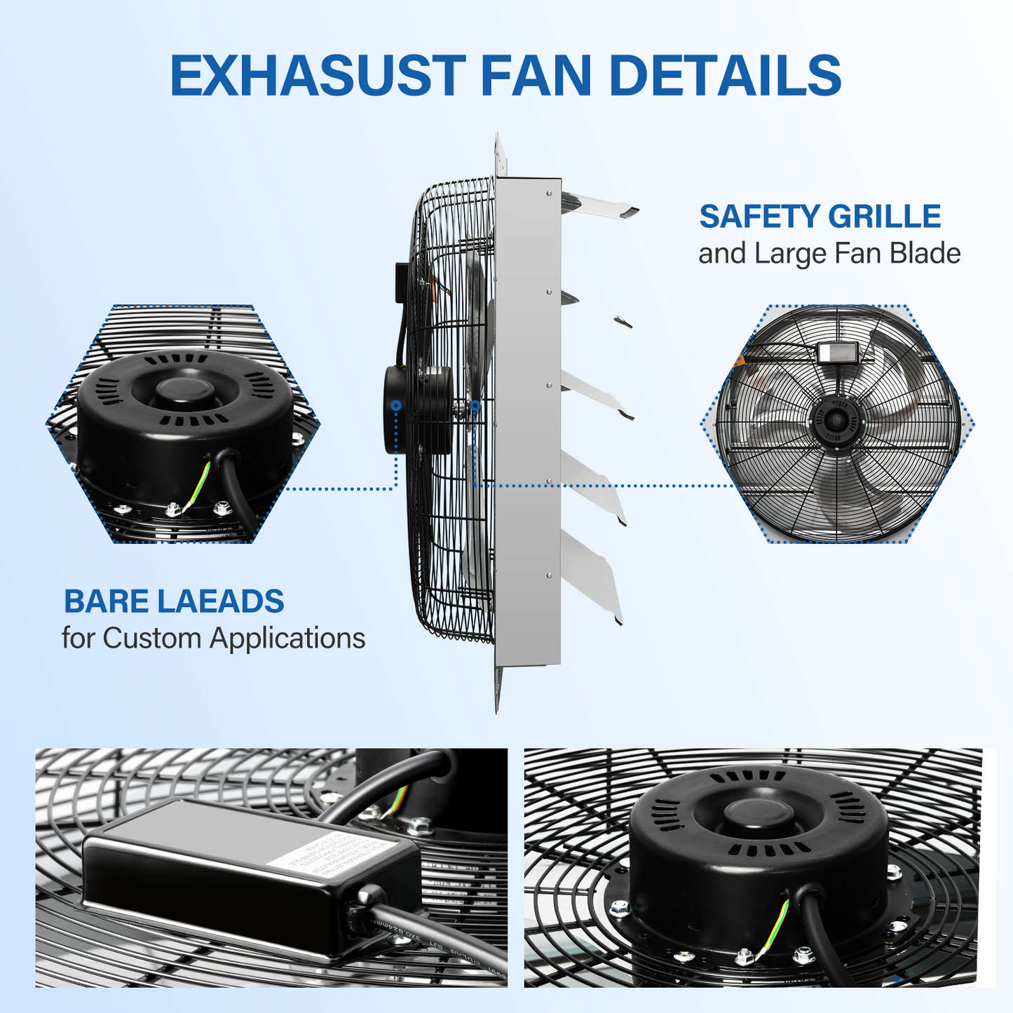 Simplelux 24 Inch Shutter Exhaust Fan , Silver