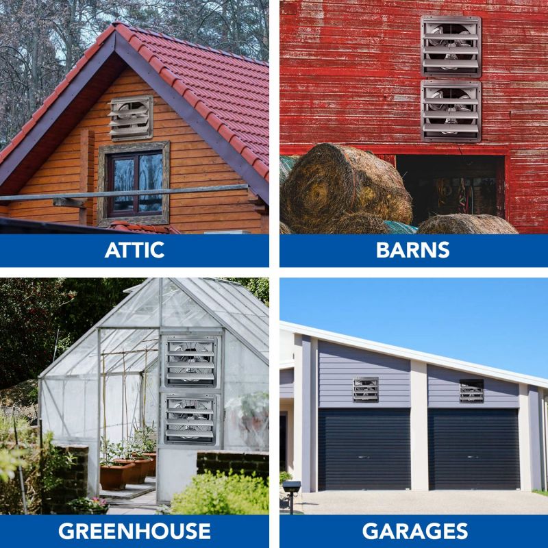 Simplelux 18 Inch Shutter Exhaust Fan, Silver