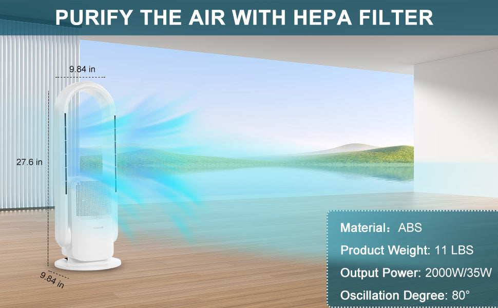 Simplelux Smart Air Purify Bladeless Fan 28inch