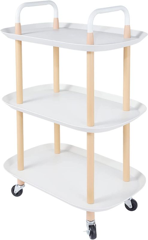 Simplelux 3-Tier Metal 4-Wheeled Storage Utility Cart,White