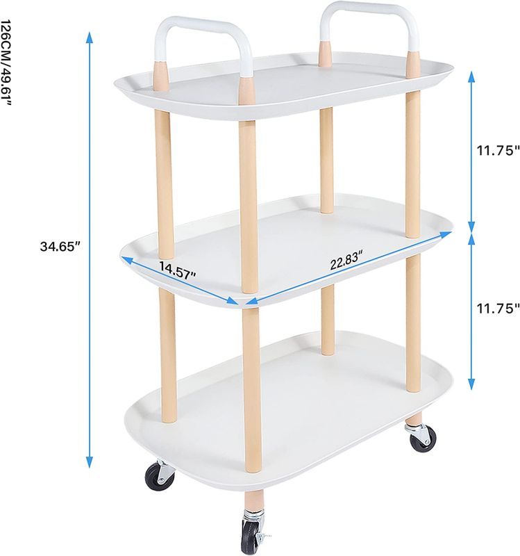 Simplelux 3-Tier Metal 4-Wheeled Storage Utility Cart,White