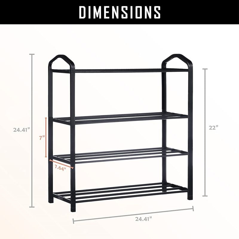 Simplelux 4-Tier Stackable Shoe Rack, Black