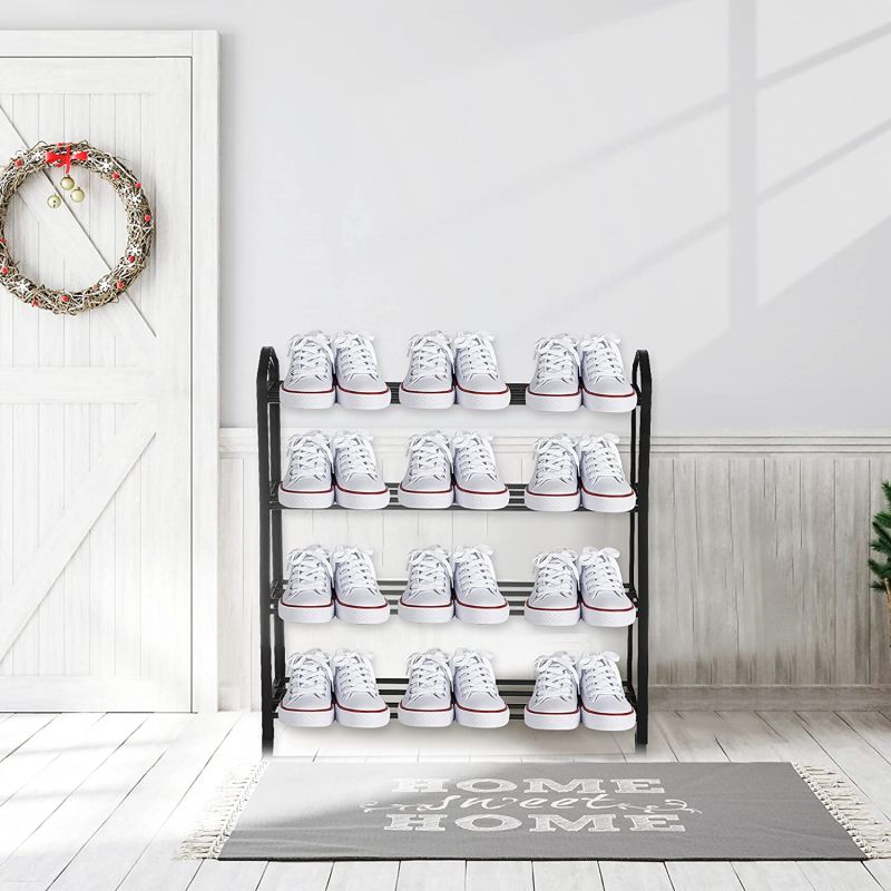 Simplelux 4-Tier Stackable Shoe Rack, Black