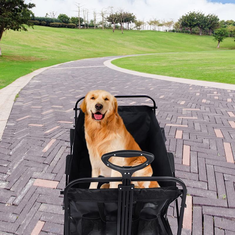 Simplelux Extended Folding Utility Garden Cart, Black