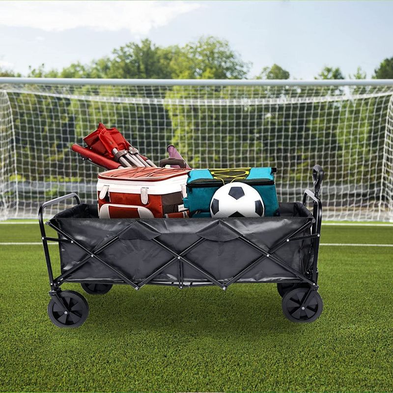 Simplelux Extended Folding Utility Garden Cart, Black