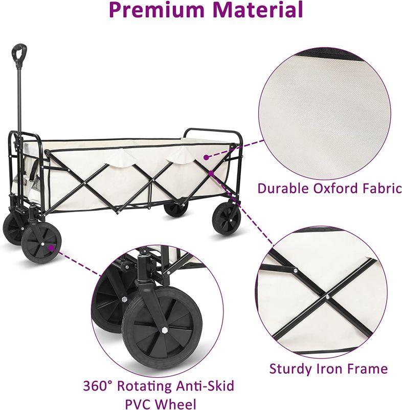 Simplelux Extended Folding Utility Garden Cart, White