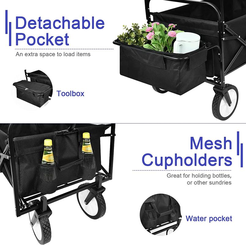 Simplelux Folding Portable Garden Cart with Removable Canopy