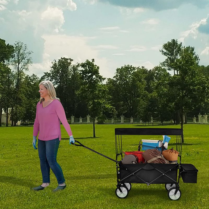 Simplelux Folding Portable Garden Cart with Removable Canopy