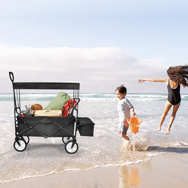 Simplelux Folding Portable Garden Cart with Removable Canopy