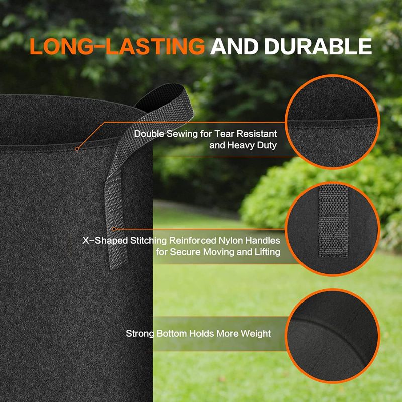 Simplelux 5 Gallon Grow Bags, 5-Pack Black