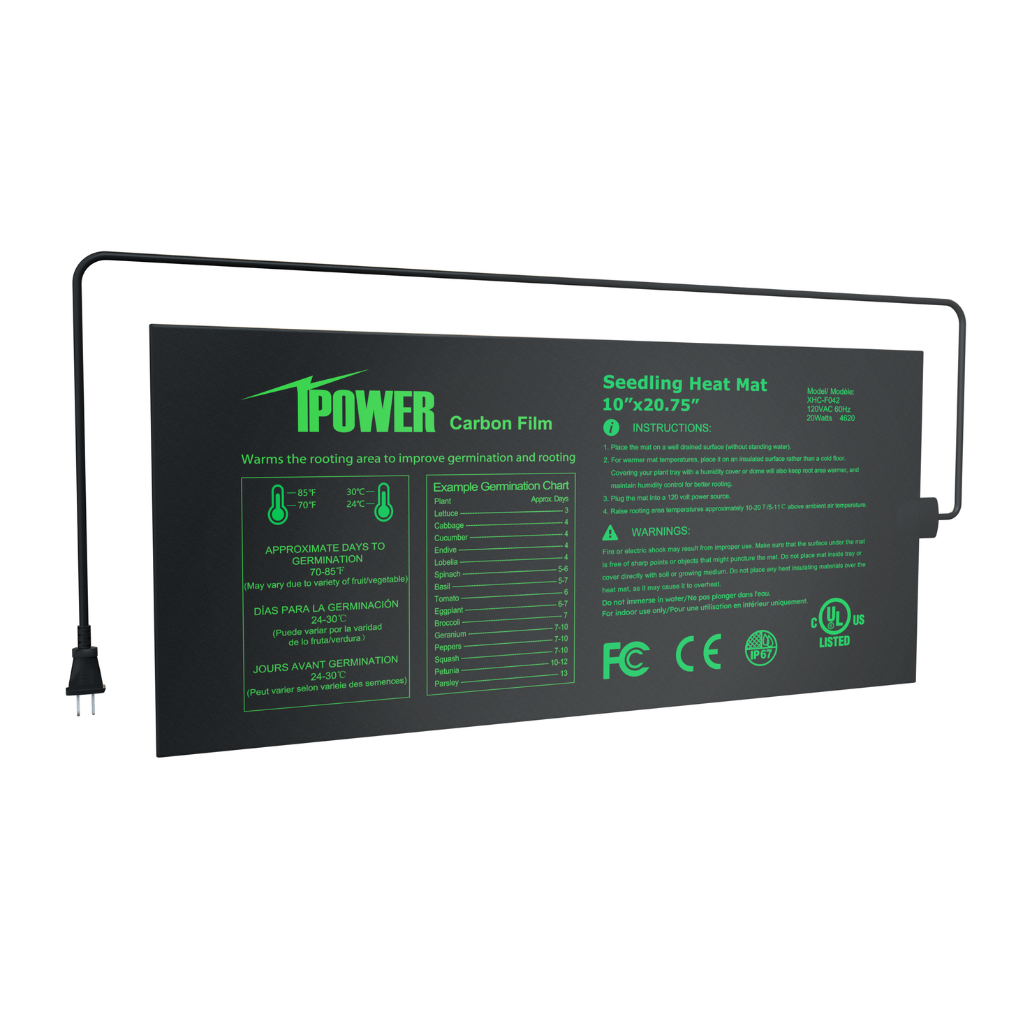 Simplelux Warm Hydroponic Seedling Heat Mat with Digital Thermostat Controller