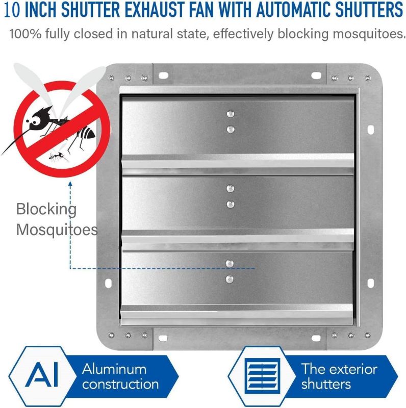 Simplelux 10 Inch Shutter Exhaust Fan, Silver