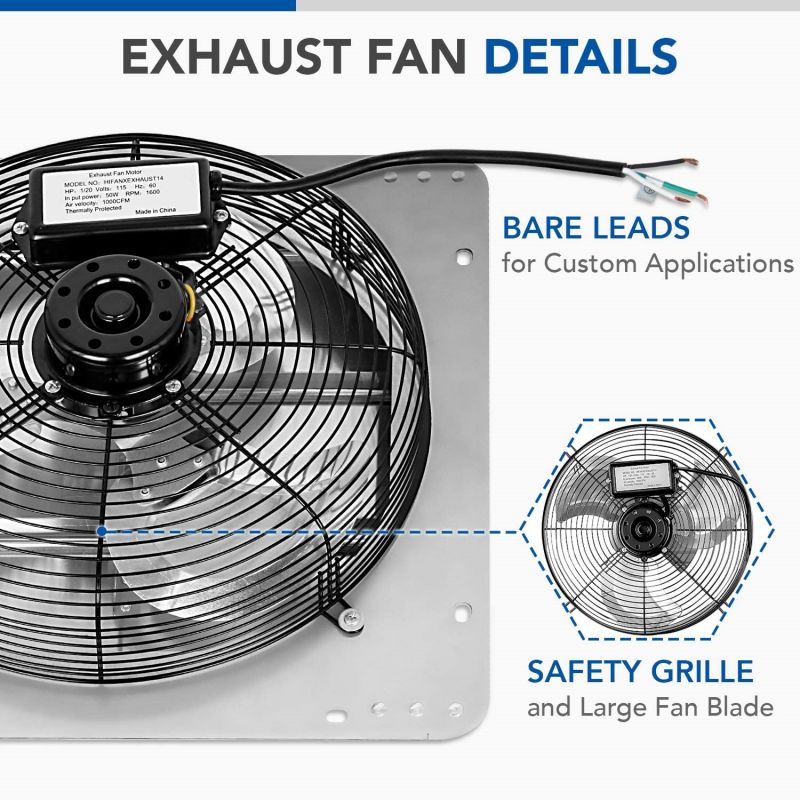 Simplelux 14 Inch Shutter Exhaust Fan, Silver