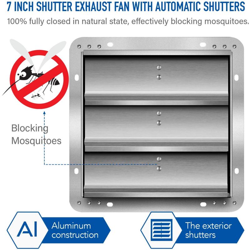 Simplelux 7'' Shutter Exhaust Fan, Silver