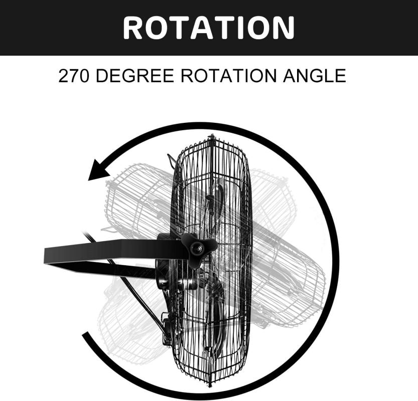 Simplelux 20 Inch High Velocity 3 Speed, Black Wall-Mount Fan