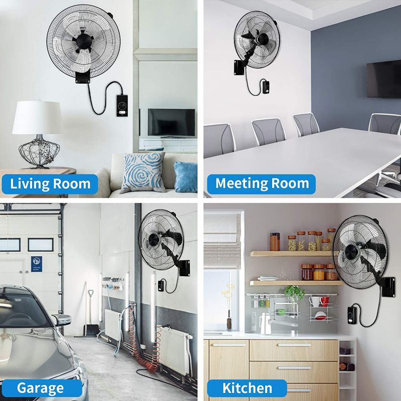 Simplelux 18 Inch Household Commercial Wall Mount Fan, Black