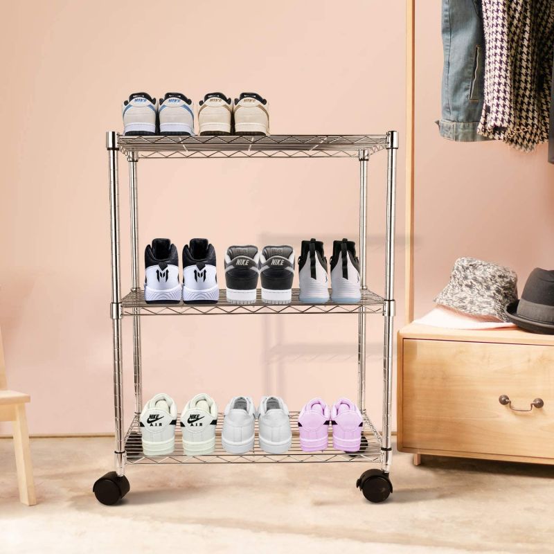 Simplelux Adjustable Steel Storage Chrome Shelves 3-Tier