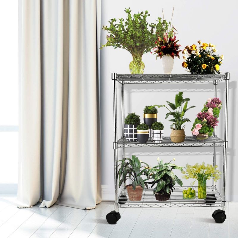 Simplelux Adjustable Steel Storage Chrome Shelves 3-Tier