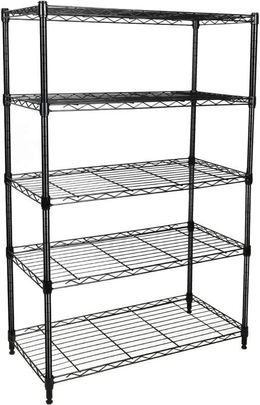 Simplelux Heavy Duty 5-Shelf Shelving Unit, 5 Tier, Black