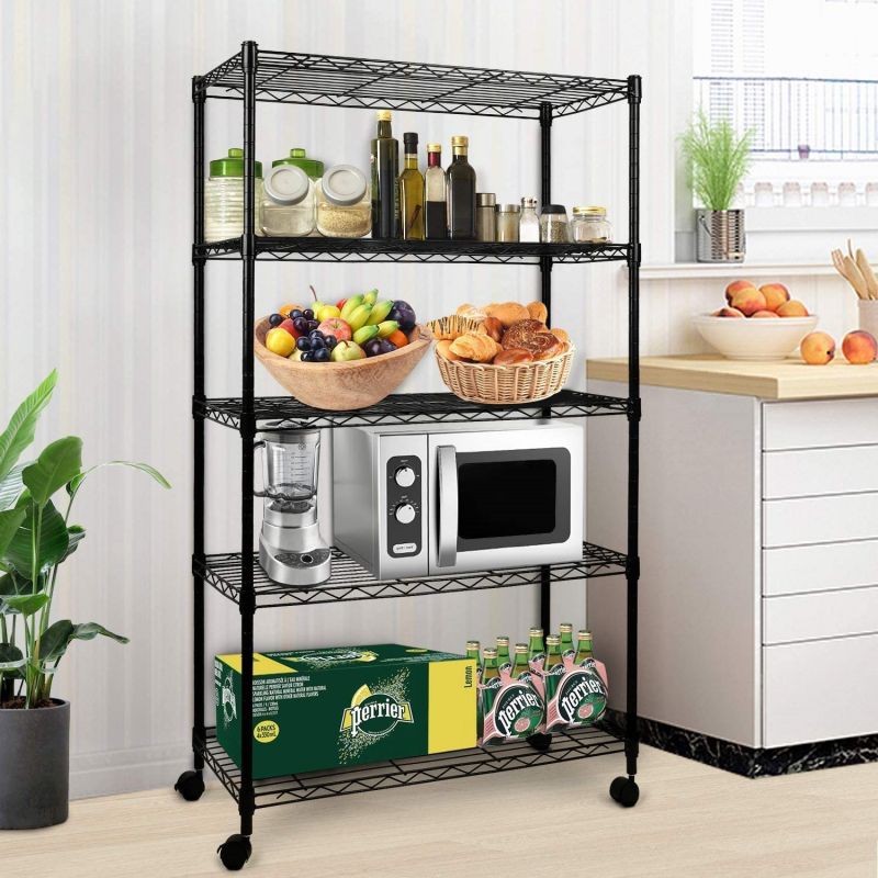 Simplelux Heavy Duty 5-Shelf Shelving Unit, 5 Tier, Black
