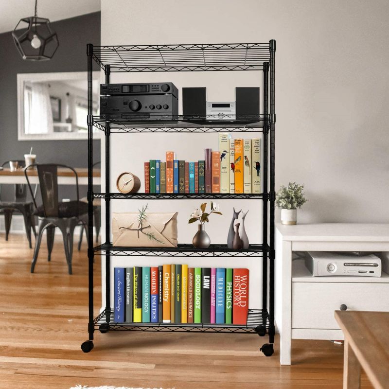 Simplelux Heavy Duty 5-Shelf Shelving Unit, 5 Tier, Black
