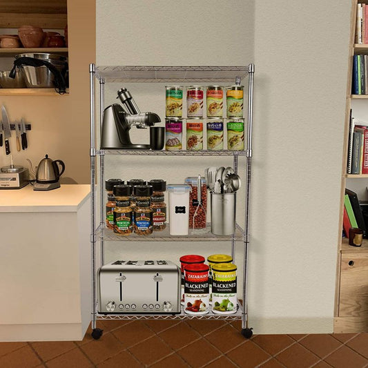Simplelux Adjustable Steel Storage Chrome Shelves 4-Tier