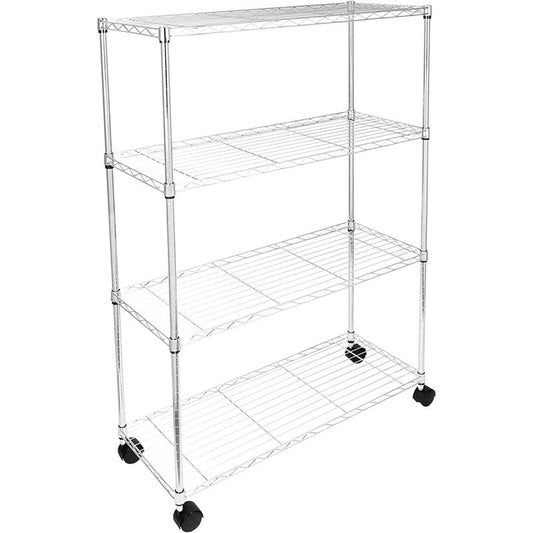 Simplelux 4-Tier Storage Shelving Metal Shelf, Chrome