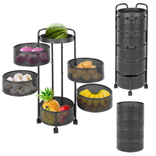 5-Tier Multi-Functional Household Storage Rack, Black