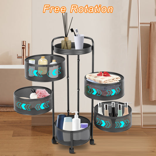 5-Tier Multi-Functional Household Storage Rack, Black