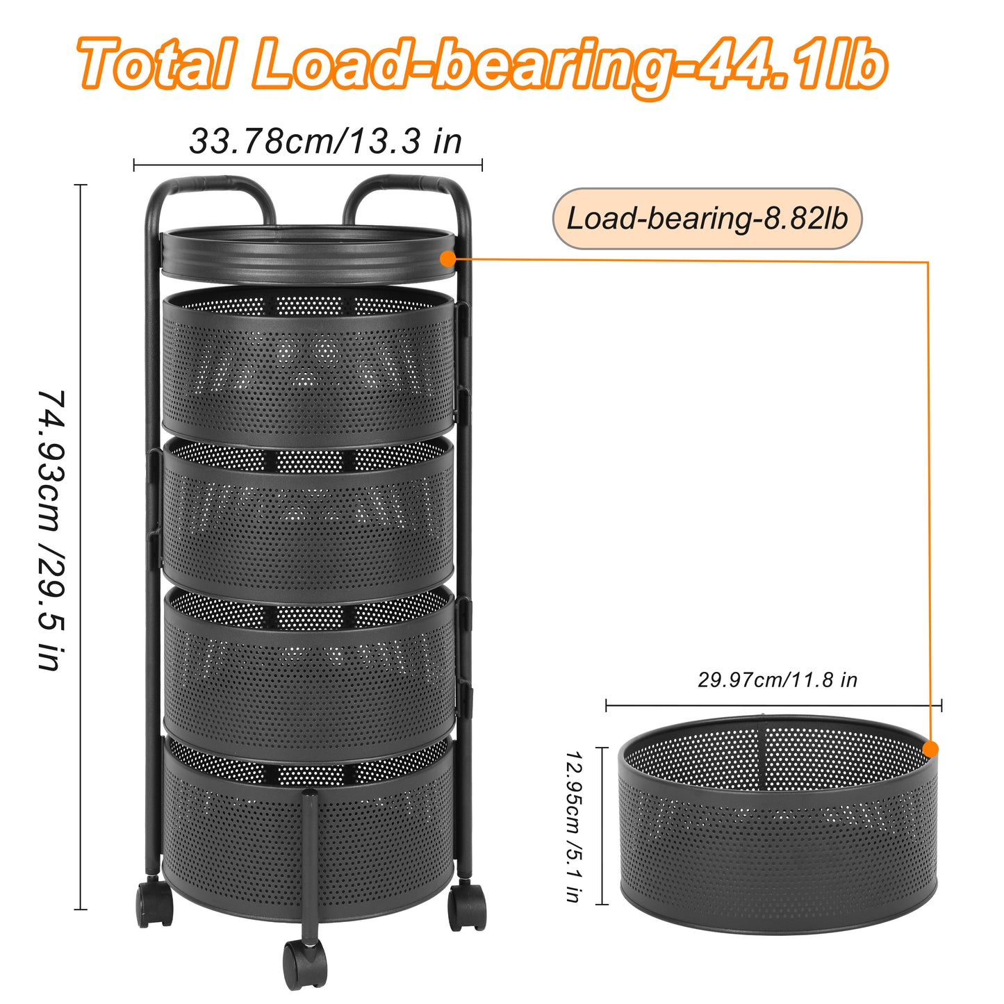 4-Tier Multi-Functional Household Storage Rack, Black