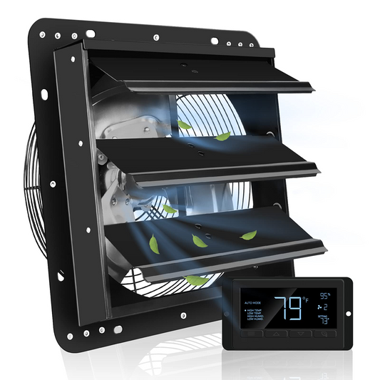 Simplelux 12 inch Shutter Exhaust Fan with Temperature Humidity Controller
