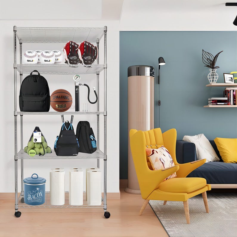 Simplelux Heavy Duty 5-Shelf Shelving Unit,Chrome