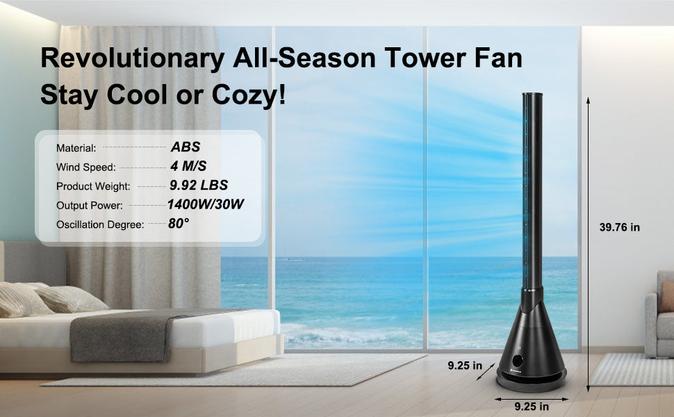 Bladeless Fan Heater with Air Purifier and WiFi Control