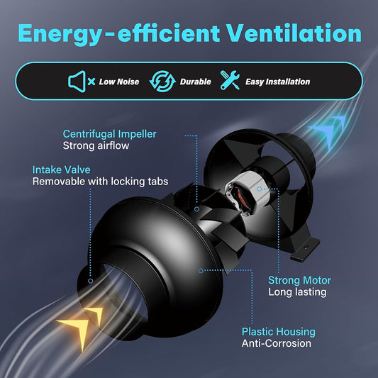 Simplelux 4 Inch Inline Duct Ventilation Fan