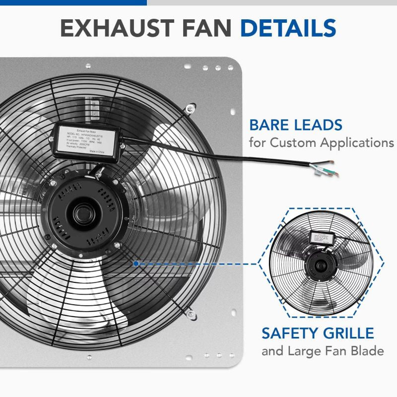 Simplelux 18 Inch Shutter Exhaust Fan, Silver