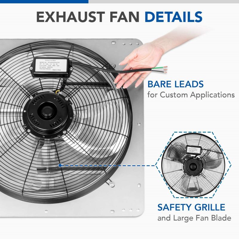 Simplelux 20 Inch Shutter Exhaust Fan, Silver